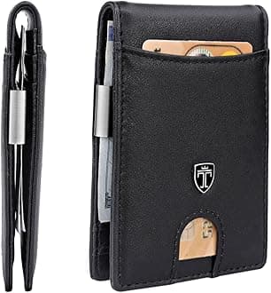 TRAVANDOMoney Clip Wallet RIO - Mens Wallets slim Front Pocket RFID Blocking Card Holder Minimalist Mini Bifold Gift Box, Black, Small, Minimalist