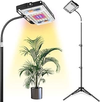 LBW Grow Light with Stand, Full Spectrum LED Floor Plant Light for Indoor Plants, Grow Lamp with On/Off Switch, Adjustable Tripod Stand 15-48 inches
