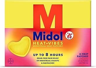 Midol Heat Vibes Menstrual Pain Relief Heat Patches - 6 Count Pack for Period Cramps and Backache