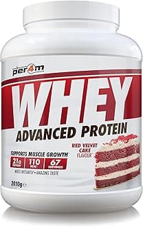 Whey Protein Powder | High Protein Shake for Muscle Growth & Recovery | Low Sugar Gym Supplement | Sports Nutrition Drink + Amino Acids (2010g, Red Velvet Cake)
