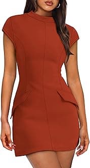 Womens Summer Dress Mock Neck Short Sleeve Bodycon Party Club Mini Dresses