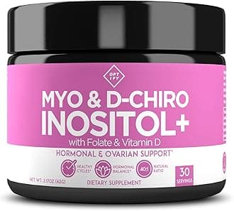 Premium Inositol Supplement - Myo-Inositol and D-Chiro Inositol Powder Plus Folate and Vitamin D - Ideal 40:1 Ratio - Hormone Balance & Healthy Ovarian Support for Women - Vitamin B8 - 30 Day Supply