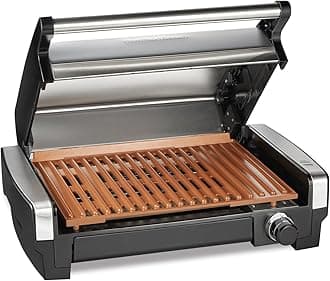 Hamilton Beach25363./232°C Maximum Temperature Indoor Electric Grill/Non-Stick Ceramic Surface/Removable Grill Plate