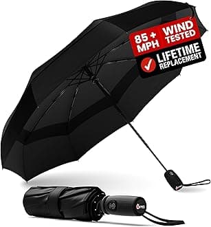Repel Umbrella Strong Wind Safe Lightweight & Durable Folding Umbrella One Touch Auto Open Water Repellent Men Women Compact Design Commuting School Travel Folding Umbrella, black, One size