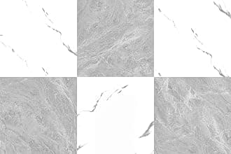 20-Pack Peel and Stick Vinyl Floor Tile Glossy 12x 12 inch, Strong Adhesive Stick on Floor Tiles for Bathroom, Renters, Kitchen, Polish Light Grey&White Marble (10 per Color)