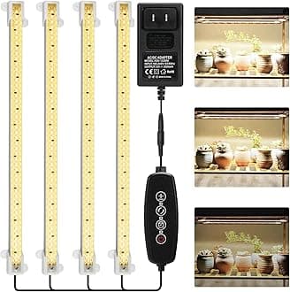 Grow Lights for Indoor Plants Full Spectrum, 5500K LED Grow Lights Strips,Plant Lights for Indoor Growing with Auto Timer 3 6 12H,4 Packs in 1