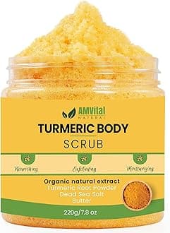 Turmeric Body Scrub Natural Scrub For Body, Face, Hand, and Foot Natural Skincare Body Scrub For Women Suitable for All Skin Types (7.8oz)