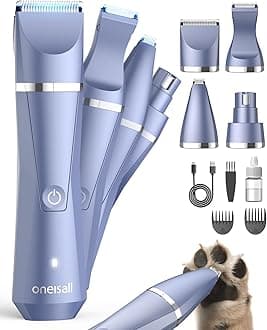 oneisall Dog Clippers Grooming Kit 4 in 1, Quite Cordless Dog Paw Trimmer & Nail Grinders for Grooming, Pet Clippers Shaver Trimmer