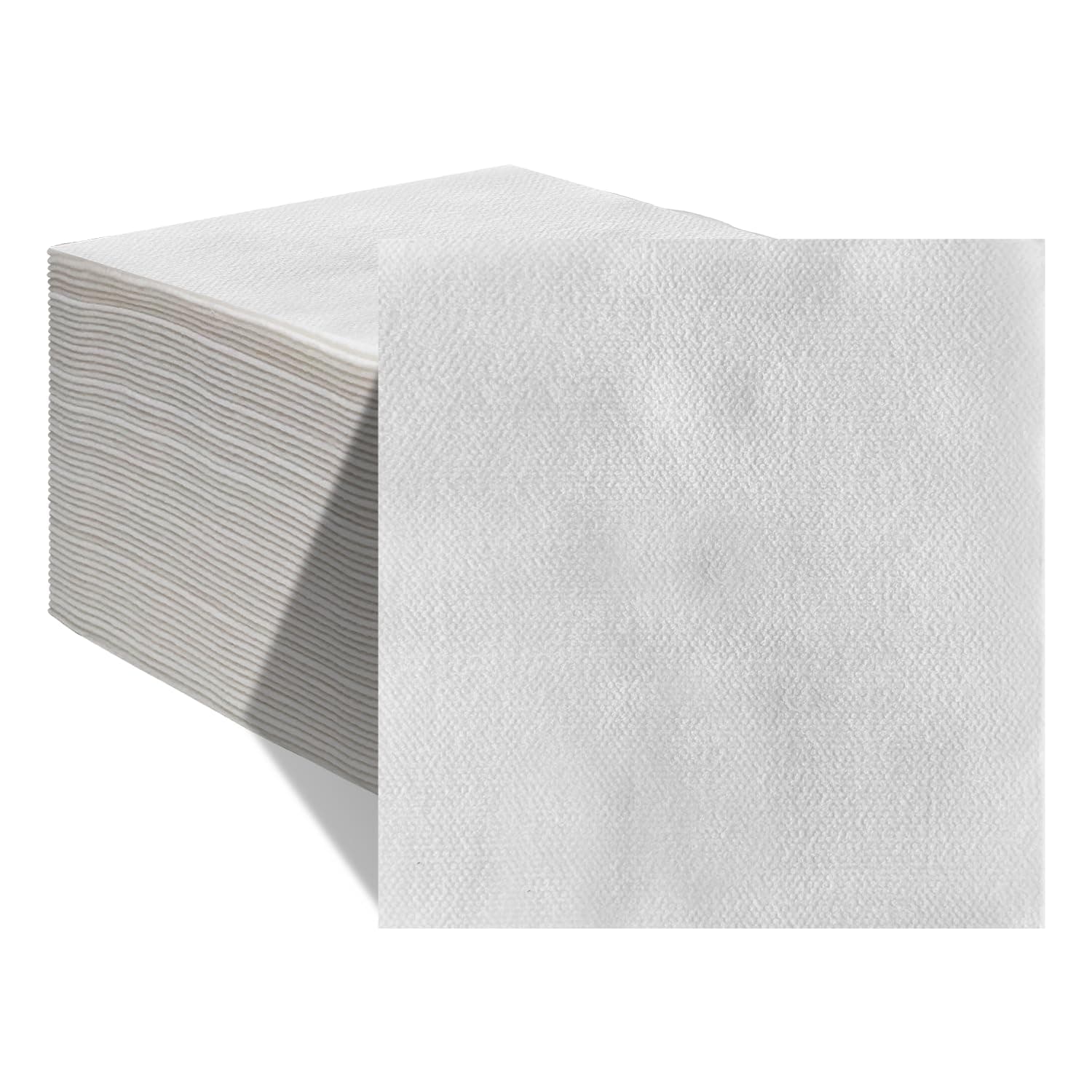 Cocktail Napkins Linen Feel Airlaid Napkins for Wedding,Party, Restaurant,20×20cm,Pack of 100(White).