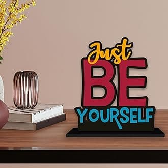 Artvibes Wooden Idols and Figurine Just Be Yourself Quotes Table Decoration for Office Desk | Home Decor | Living Room | Modern Art Wood Showpiece Gift Items (SP_1163)