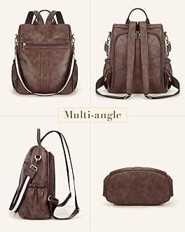 Missnine Backpack Purse for Women, PU Leather Anti-theft Backpack, Ladies Convertible Satchel Bags, Shoulder Bag for Travel, Work, Trip, Coffee