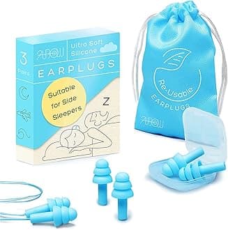 Soft Ear Plugs for Sleeping Noise Reduction, Made of Silicone, Suitable for Sleeping & Swimming, Soft Reusable Earplugs for Noise Reduction, Adjustable Size for Concerts & Snoring (3 Pairs)