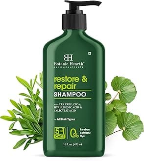 Botanic Hearth Tea Tree Shampoo Infused With Cica, Hyaluronic Acid & Salicylic Acid | Clarifying Shampoo To Repair, Restore & Strengthen Hair | Paraben & Sulfate Free | For All Hair Types, 16 Fl Oz