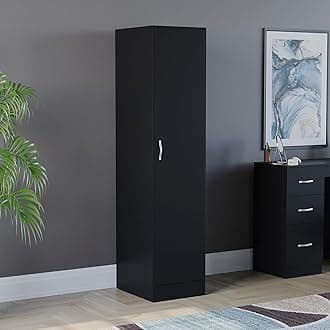 Vida Designs Riano Wardrobe, With Shelf & Hanging Rail Bedroom Storage Furniture (Black, 1 Door)