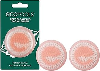EcoTools Mini Facial Cleansing Brush, Infused with Citrus, Best with Facial Cleanser & Scrubs, Reduces Redness & Brightens Skin, 2 Pack