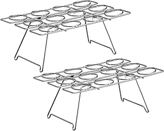 Patelai 2 Pack Ice Cream Cone Baking Racks 12-cavity Cupcake Cone Holders Cupcakes Display Stands Cooling Racks for Home Kitchen Baking Cooking Ice Cream Tools Supplies(Silver)