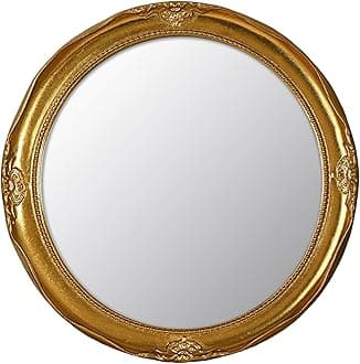 Funerom Vintage Decorative Wall Mirror Hanging Mirror Round (Gold, 12.2 inch)