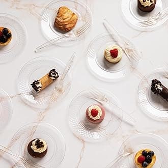 Prestee Gold Plastic Silverware Set | Gold Glitter Clear Plastic Cutlery Set | Glitter Disposable Silverware Flatware Set 180 Combo Pack Gold 114156