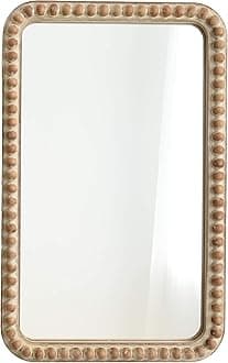 Distressed Wood Frame Accent Mirror, Rustic Farmhouse Style Decorative Wall Mirror (Rectangle)