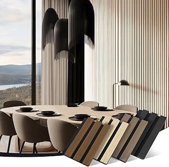 Ritollo Wood Panels for Wall and Ceiling, 4.92"×7.68" Acoustic Wood Wall Panels for Interior Wall Decor, 3D Wood Slat Wall Panel/Fluted Sound Absorbing Panel -Sample Colors 4 Pack