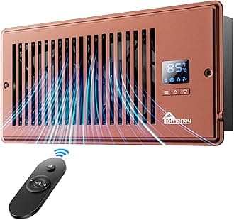 Register Booster Fan, Fits 4” x 10” with Remote Control, Smart Vent Fan Booster with Adjustable 10-Speed Control, Quiet Heating Cooling with Thermostat Control