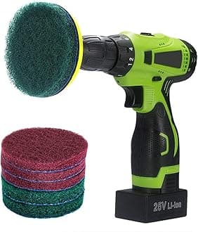 Kichwit - Set of 4" Diameter Drill Pads Including Velcro, 3 Red Anti Claw Pads and 3 Green Stiff Pads - Heavy Duty Cleaning Tool for Home