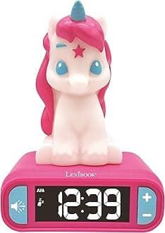 Unicorn Digital Alarm Clock for Kids with Night Light, Snooze and Unicorn Sound Effects, Childrens Clock, Luminous Unicorn, Pink Colour - RL800UNI