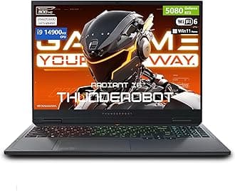 Thunderobot Radiant 16 i9 5080 2.5K Gaming Laptop, 16" WQXGA up to 300Hz Display, Intel Core i9-14900HX, GeForce RTX 5080, 16GB DDR5, 1TB SSD, RGB Backlit Keyboard, Wi-Fi 6, W11 Home, Black