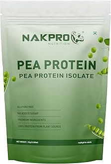 - NAKPRO NUTRITION 100% Pea Protein Isolate, Vanilla - 1kg | 26g Protein Per Scoop | Plant Based Protein Powder| All Essential Amino Acids for Muscle Support and Recovery