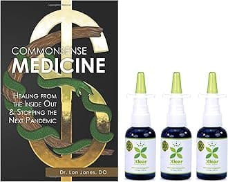Natural Xylitol Nasal Spray and Commonsense Medicine Book: Healing from The Inside Out and Stopping The Next Pandemic Bundle, 1.5 Fl Oz, Pack of 3 Saline Sprays and 1 Book