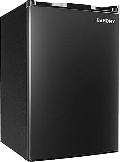 4.4 Cu.Ft Fridge with Freezer, Single Door Compact Refrigerator, Adjustable Thermostat, Mini Refrigerator Energy Saving, Mini fridge for Bedroom, Dorm, Office, Black