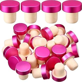 Yookeer T-shaped Stopper Cork Wine Bottle Stoppers Reusable Wine Sealing Plug for Beer Bottles DIY Craft(Rose Red,24 Pieces)