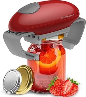Higher Torque Electric Jar Opener for Seniors with Arthritis Fit Almost Jars Size, Strong Tough Automatic Jar Opener for Weak Hands, Hands Free Battery Operated Bottle Opener for Arthritic Hands, Red