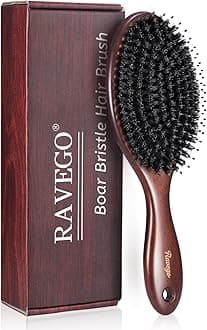 Hair Brush, Boar Bristles Hair Brush for Women Men Kids, Boar & Nylon Bristle Brushes for Smoothing Massaging Scalp Detangling Wet/Dry Hair, Reduce Frizz Dry Restore Natural Shine