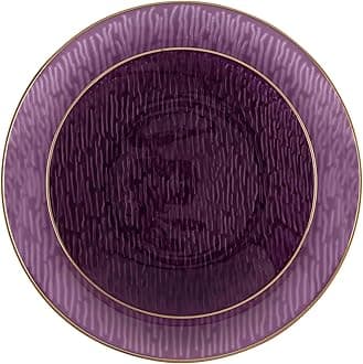 PLASTICPRO 24 Pieces Elegant Plastic Plates for Party Purple with Gold Rim Includes 7" inch and 10" inch Fancy Plastic Plates Disposable Dinnerware