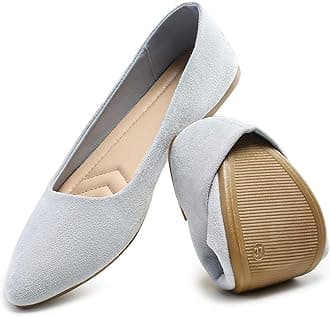 Women’s Black Flats Shoes Comfortable Suede Pointed Toe Slip On Casual Ballet Flats Dress Shoes Nude Flats