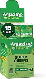 Greens Blend Superfood: Super Greens Powder Smoothie Mix with Spirulina, Chlorella, Beet Root Powder, Digestive Enzymes, Prebiotics & Probiotics, Original, 15 Servings (Packaging May Vary)