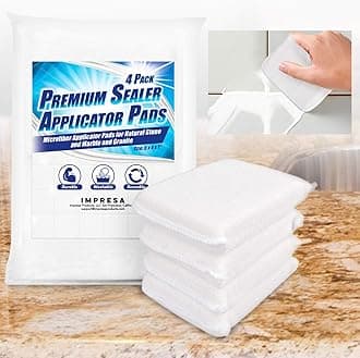 Reusable Microfiber Sealer Applicator Pads - Multi-Surface Coverage & Grout Sealant - Tile Edge Control & Tile Sealer Applicator - Smooth Spread & Microfiber Pads - 4-Pack 5x4x1 in Black