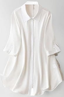 - Women's Shirt Dress | Knee Length Dresses | Loose Fit | Button-Down | 3/4 Sleeve | Vacation Outfit