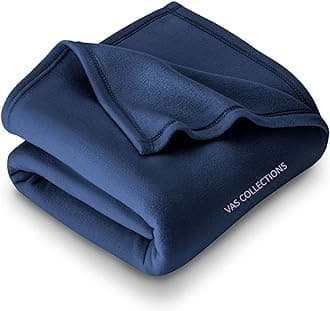 300 TC All Season Solid/Plain Light Weight Polar Fleece Single Bed Blanket (152 x 230 cm, Blue), Lightweight