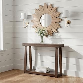 Plank+Beam Solid Wood Console Table with Storage, 46 Inch, Sofa Table with Shelf, Narrow Entryway Table for Hallway, Behind The Couch, Living Room, Foyer, Easy Assembly, Walnut