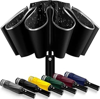 ExploreBliss Travel Umbrella Superior, Beautiful & Compact, Large Strong but Light Portable and Automatic Folding Rain Umbrella, Premium Grip, Fits Car & Backpack