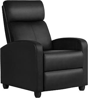 Yaheetech Recliner Armchair Single Padded Seat PU Leather Sofa Lounge Home Living Room Theater Adjustable Leg Rest and Reclining Functions Black