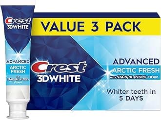Crest 3D White Advanced Teeth Whitening Toothpaste, Arctic Fresh, 3.3 oz, Pack of 3