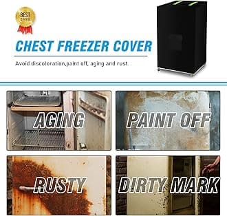 Mini Chest Freezer Cover, Outdoor Deep Freezer Cover Freezer Protector for 3.5 Cubic Feet 420D Oxford Waterproof Dustproof Sun-Proof Electric Smoker Cover 23" L x 23" W x 34" H, Black