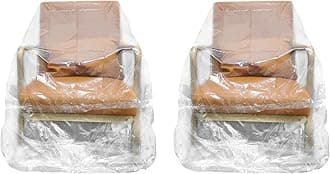 QEES 2 Pack Clear Recliner Armchair Covers,Waterproof Plastic Chair Covers Protectors,4 MIL Thick Heavy Duty Storage Moving Cover for Furniture Sofa Couch,Extra Large Dust-Proof Moving Bags.