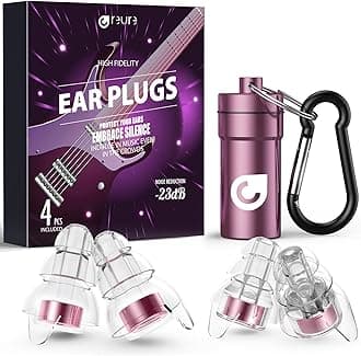 Reure High Fidelity Concert Ear Plugs, Noise Cancelling Silicone Ear Plugs 2 Pairs Great for Concerts Loud Music, Musicians, Motorcycles, Airplanes, Raves, Hearing Protection -23 dB