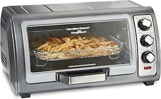 Air Fryer Toaster Oven Combo with Large Capacity, Fits 6 Slices or 12” Pizza, 4 Cooking Functions for Convection, Bake, Broil, Roll-Top Door, Easy Reach Sure-Crisp, Stainless Steel