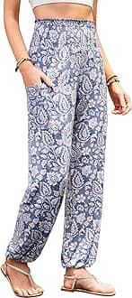 QIANXIZHAN Women's Harem Pants, High Waist Yoga Boho Trousers with Pockets