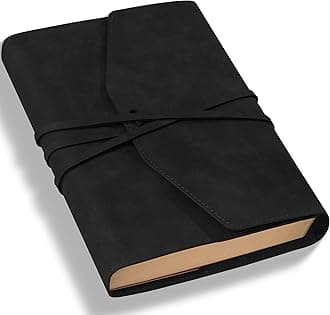 Vintage Journal for Women Men Leather Bound Junk Journal Notebook 160 Pages Book of Shadows Journals for Writing Diary Travel Journaling Sketching Scrapbooking, 5.9x 8.6 in, Soft Cover, Black